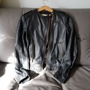 Mango Asymmetrical Zip Leather Jacket